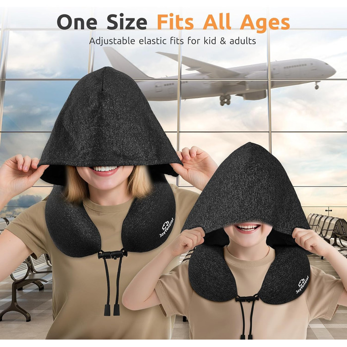 Подушка для шиї у вигляді звірка, Memory Foam, для подорожей (літак, авто, офіс), чорна