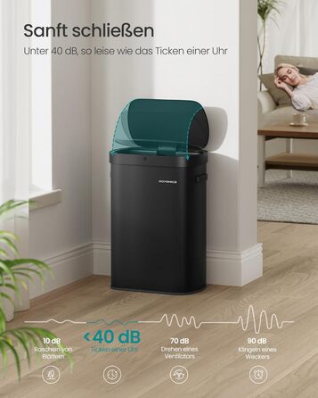 Сміттєвий бак SONGMICS з сенсором 50л, автоматичний, сталевий, чорний - LTB640B02