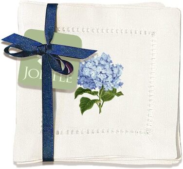 Jolitee Decorative Cocktail Napkins, 15.2 x 15.2 cm, washable, linen-like, cloth napkins, handcrafted for entertaining and everyday use (Hydrangeas)