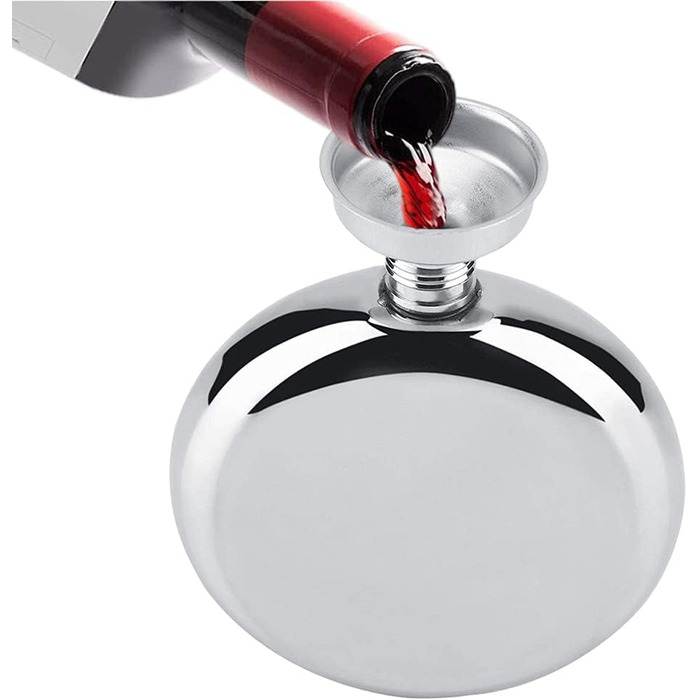 Набір з 2 флаконів для алкоголю з нержавіючої сталі, 177 мл, для віскі, коньяку, кемпінгу, подорожей, барів та вечірок (сріблястий)