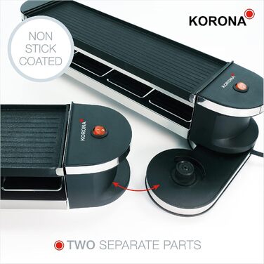Електричний раклета-гриль Korona 45072 для 8 осіб, 2-в-1, 8 сковорідок і лопаток, антипригарні алюмінієві пластини, складаний корпус 90°/180°, довжина кабелю 2 м, чорний