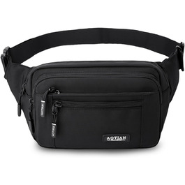 Поясна сумка на пояс для чоловіків та жінок, сумка на пояс з блискавкою, багатофункціональна сумка на стегно, 5 відділень, спортивна сумка на стегно для активного відпочинку, туризму, кемпінгу та велоспорту (#3 Чорний-a)