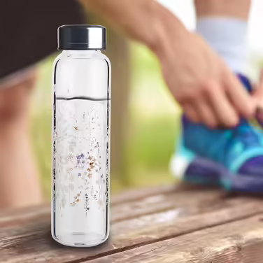 Glass Drinking Bottle, Sport Borosilicate Glass Water Bottle with Neoprene Sleeve with Leak-Proof Stainless Steel Lid 500 ml / 1000 ml / 1 Liter