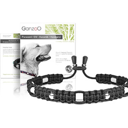 Нашийник для собак Ganzoo EM з кераміки та паракорду 550, розмір L (52-64 см), чорний, регульований