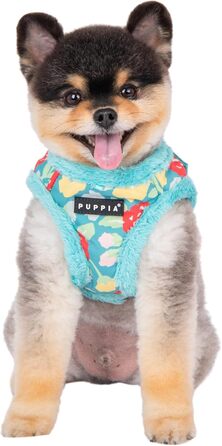 Жилет для собак Puppia Gianni з квітковим малюнком, теплий зимовий, аквамарин, розмір S