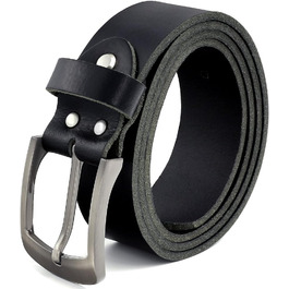 Чоловічий шкіряний ремінь Volmer® з телячої шкіри, чорний, ширина 38 мм, регульований, для джинсів та костюма, довжина 120 см, розмір 105 см