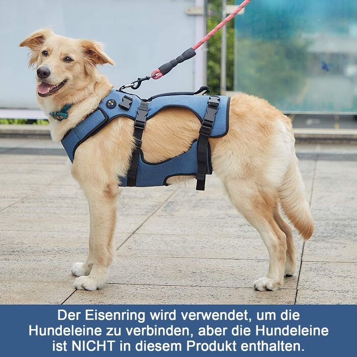 Підтримка для собак COODEO - дихаючий реабілітаційний пояс для літніх собак з проблемами суглобів, артритом або паралічем, повна підтримка тіла з регульованими ручками (Блакитний, L)