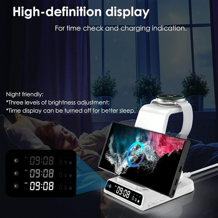 Бездротова зарядка leQuiven 3-в-1 для Samsung Galaxy S25 Ultra та інших моделей