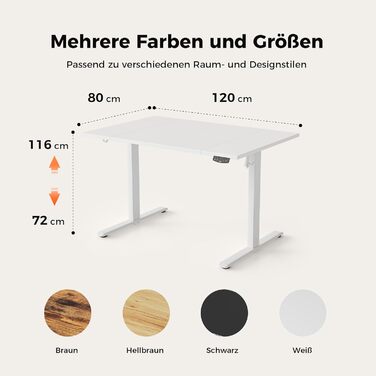 Регульований за висотою стіл Agilestic: електричний, з пам'яттю, ергономічний, 120x80 см, білий