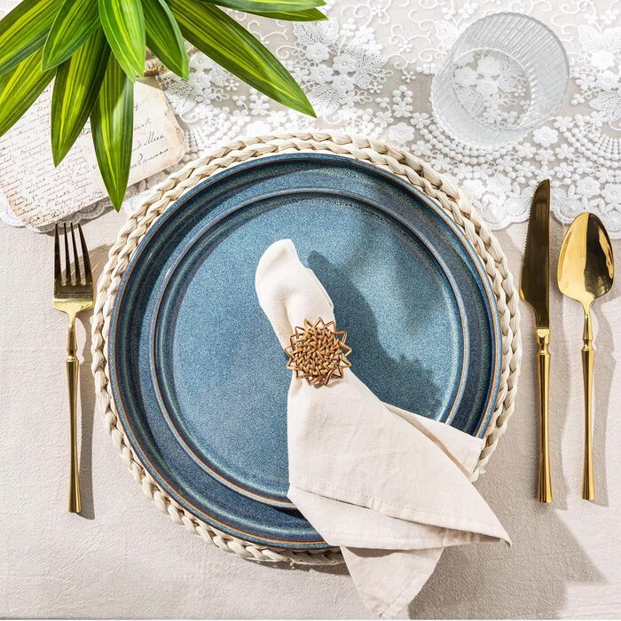 Набір керамічного посуду AmorArc для 8 осіб (24 елементи) - блакитний Ceylon, міцний, для миття в посудомийній машині та мікрохвильовій печі