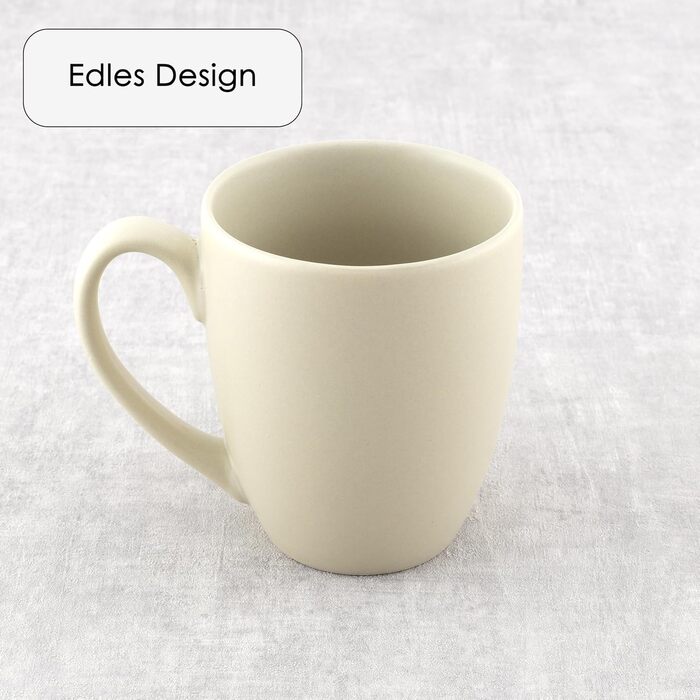 Large Coffee Mug Set – Coffee cups made of high-quality and sturdy ceramic, large handles, large mugs (natural colors, set of 6)
