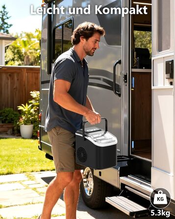 Машина для приготування льоду Eiswürfelmaschine Klein: портативна, 12 кг/24 год, 8 кубиків за 6 хв, 2 розміри, самоочищення для дому, кухні, кемпінгу, вечірки, RV