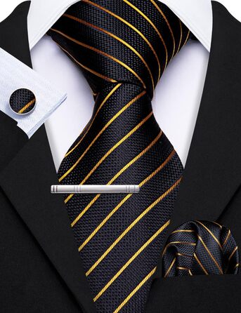 Чоловічий шовковий краватка-набір Barry.Wang з нагрудною хустинкою та затискачем для запонок, візерунок 