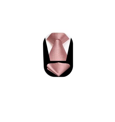 Краватка для чоловіків HISDERN з кишеньковим хустинкою в горошок, для весілля, класичний стиль, бізнес, набір краваток та хустинки, універсальний розмір (A-22 Blush Pink)