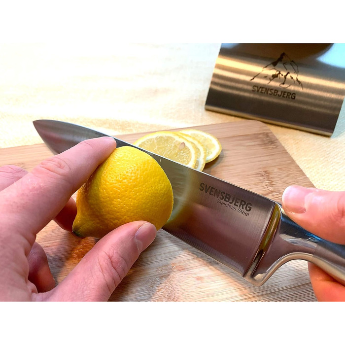 Набір кухонних ножів SVENSBJERG з підставкою: 5 професійних ножів з нержавіючої сталі, бамбукова підставка, сучасний дизайн, SB-MB101-KS101