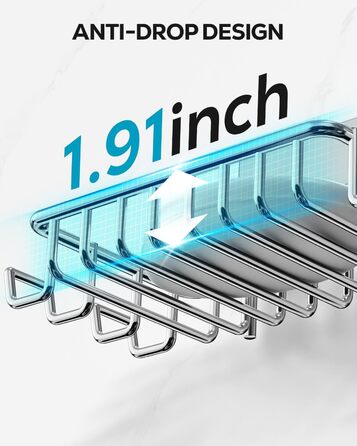 Тримач для мила з нержавіючої сталі з 4 гачками та зливом, самоклеючий, для душу та ванної кімнати (срібний)