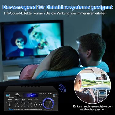 HiFi підсилювач AK45 Mini Bluetooth стерео, 2-канальний, 400 Вт, цифровий аудіо підсилювач з FM-радіо, SD/USB, для дому та авто