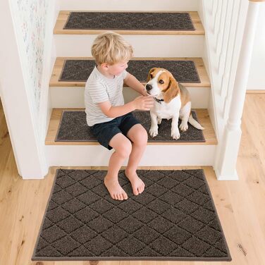 Ковзаючі сходи COSY HOMEER, 15 шт., 70 x 22 см, антиковзкі, самоклеючі, машинне прання, 100% поліестер, TPE-підкладка, для дітей, літніх людей та домашніх тварин, сірий та білий