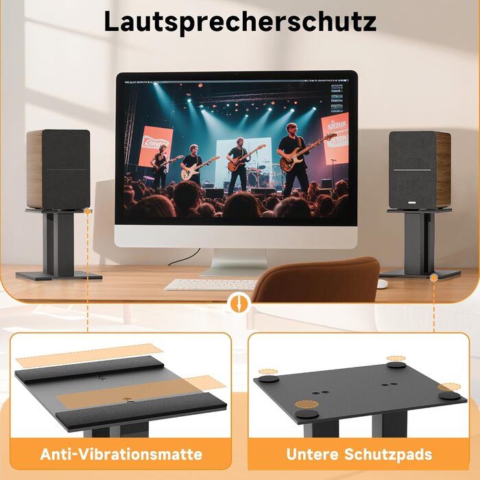 Підставка для аудіо колонки, 25 см, метал, чорна, пара (16.5 x 20 x 15 см)