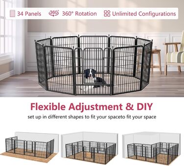 Металевий вольєр для собак на вулицю, 81.3 см, вольєр для цуценят, загон для собак великих, середніх та малих порід, портативний, з воротами