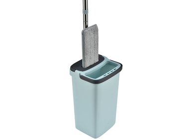 Плоский швабра з віджимачем та двокамерним відром для миття підлоги, 3 смінні насадки