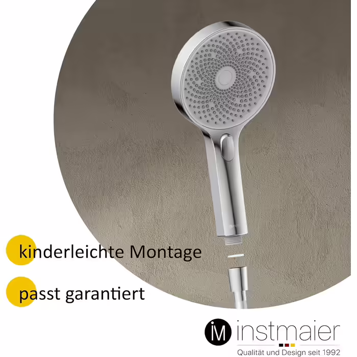 instmaier Hand Shower H1 | 3 Different Functions | Chrome | Massage Shower Head | Water-Saving | Unique Spray Pattern