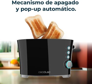 Тостер Cecotec Toast&Taste Extra W 1000W з подвійним широким слотом, 7 рівнів підсмажування, автоматичний викид, піддон для крихт, білий