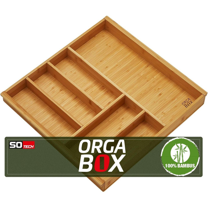 Органайзер для столових приборів ORGA-BOX 3 з бамбука, 6 відділень, для шухляди 60 см (473x497 мм), дерев'яний лоток для кухні Nobilia після серпня 2012