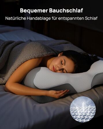 Подушка для шиї Feagar у формі метелика з ефектом пам'яті (Memory Foam), сіра