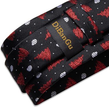 Чоловічий набір для свят: краватка, нагрудна хустинка та запонки DiBanGu з різдвяним малюнком у подарунковій коробці