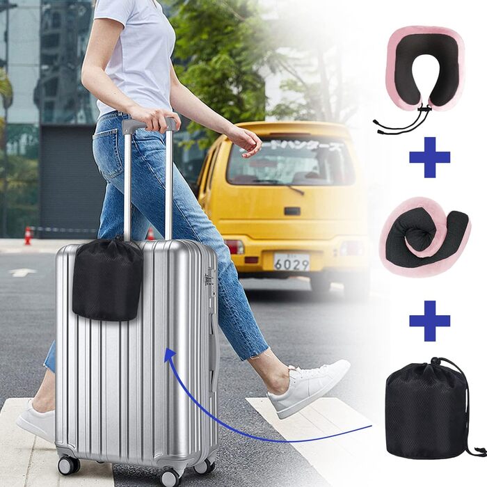 Подушка для шиї Poligono для подорожей: компактна, легка, з memory foam, рожева