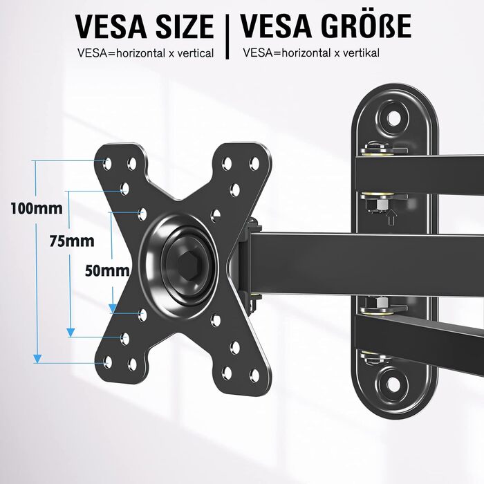 Кріплення для монітора Mounting Dream MD2463-03: настінна штанга, поворотний, нахильний, VESA 100x100, до 15 кг, 10-26 дюймів