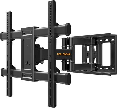 Кріплення для телевізора Perlegear поворотне, нахильне, для 37-84 дюймів, плоских та вигнутих телевізорів, VESA 600x400 мм, до 60 кг, чорний