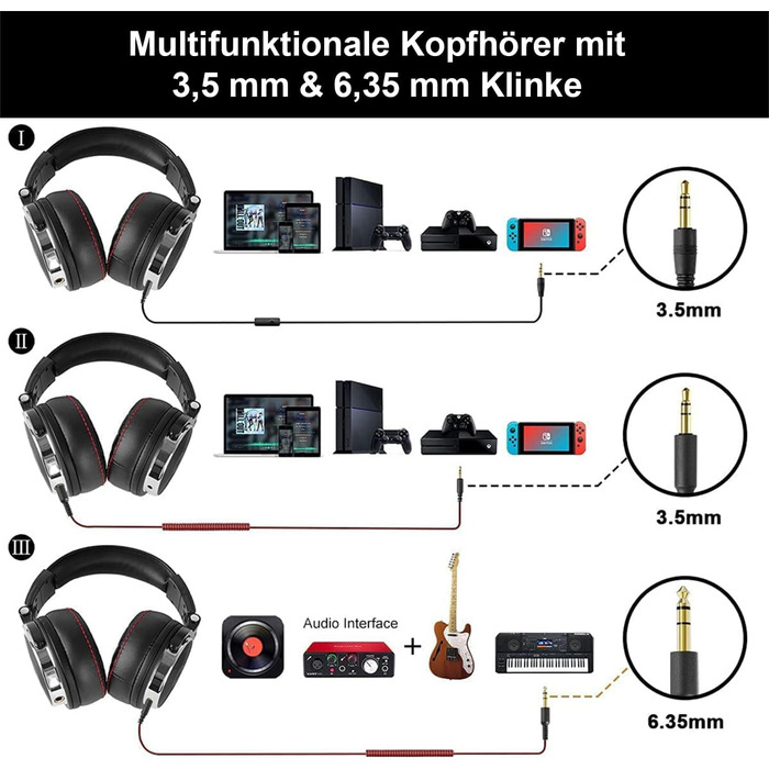 OneOdio Pro 50: Hi-Fi навушники для DJ та студії, 50мм драйвер, Share-Port, 6.35/3.5mm, чорний