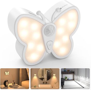 Motion Sensor Night Light, 2 Pack LED Night Lamp Dimmable with 3 Color Modes, USB Rechargeable Bedside Light Indirect Lighting for Kids' Rooms, Hallway, Staircase, Bedroom, Bathroom (1 Piece)