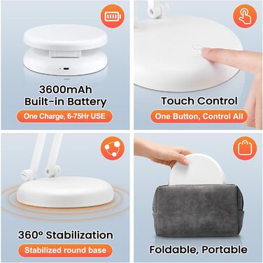 Світлодіодна лампа для читання One Fire 48 LED з USB, 10W адаптер, 40см, гнучка, біла - нічник для дитячого ліжка