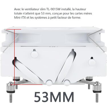 Thermalright AXP90-X53: Низькопрофільний кулер для CPU з білим вентилятором TL-9015w, 53 мм, для AMD AM4/Intel 1700/1150/1151/1155/1156/1200