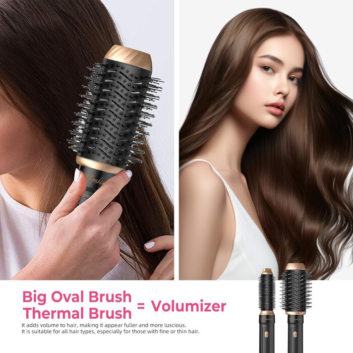 Набір для укладки волосся Pro Hairstyler 6 в 1: фен-щітка, плойка, іонізація, 1000W, чорний