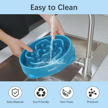 Набори мисок для собак MateeyLife 2 шт. - Anti-слиз, Slow Feeder, для великих та середніх собак, синього кольору