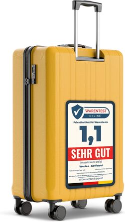 Чемодан великий 100L з TSA замком, жорсткий корпус, подвійні колеса, валіза на колесах (77см, гірчичний)