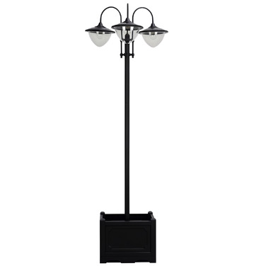 Outsunny Solar Lantern Stand Lamp - Metal Garden Lantern with Light Sensor, 6.2ft (189cm) Tall, Wind Light Outdoor Lamp, Waterproof IP44 with Flower Pot Base for Garden, Balcony Decoration, Black