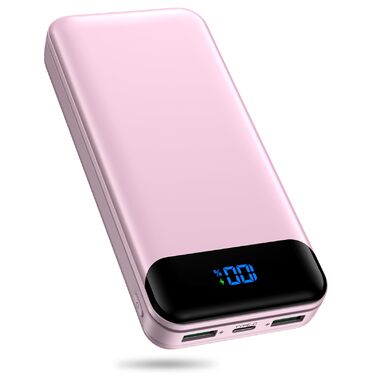 Power Bank Enerwow 27000 mAh 22.5W USB-C LCD – Зовнішній акумулятор для iPhone, iPad, Samsung (Рожевий P300)