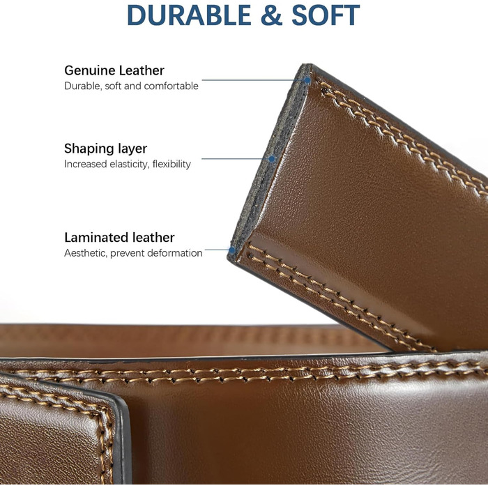 Чоловічий шкіряний ремінь на пряжці з регулюванням, 2 шт. для одягу та відпочинку, індивідуальний розмір