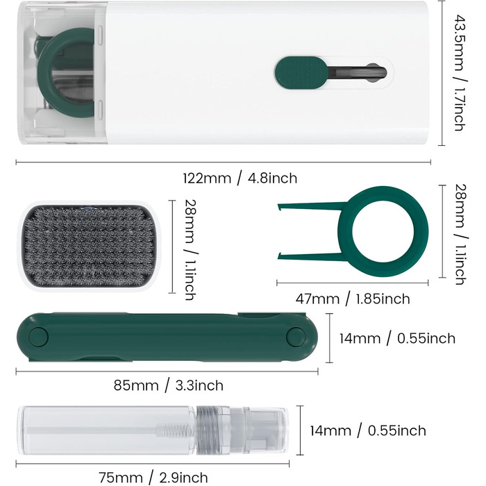 Набір для чищення клавіатури та навушників: щітка, стилус, 7 в 1. Підходить для AirPods, ноутбуків, телефонів, моніторів.