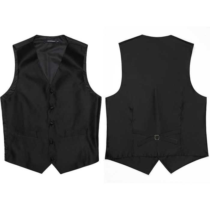 Костюм-трійка для чоловіків HISDERN V3-01: елегантна жилетка з двобортною застібкою, вузький крій, жаккард з візерунком пає, чорний, 6XL