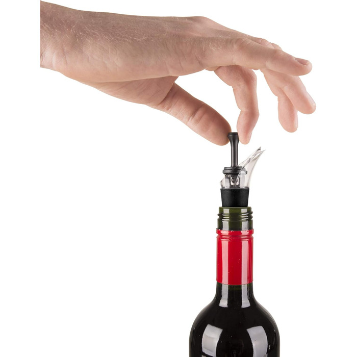 Vacu Vin Wine Pump with Spout and Stopper, Plastic, Black, 5 x 8.3 x 22 cm