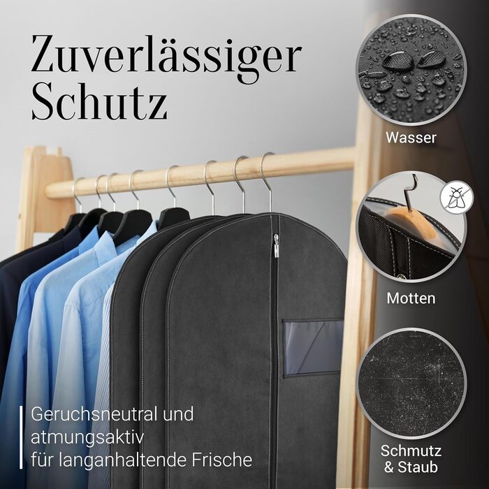 Набір 2 шт. мішки для одягу 120x60 см, мотоотанові - захисні мішки для одягу на блискавці для зберігання - чохли для одягу для XXL костюмів, пальто, курток - мішки для одягу, сумка для костюма, сумка для сорочок 120x60 см (без аксесуарів) 2 шт. - Чорний