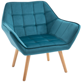 HOMCOM Single Armchair, Recliner Chair, Velvet, Raised Legs, Velvety Polyester, Scandinavian Style, Green, 64x62x72.5cm | Aosom
