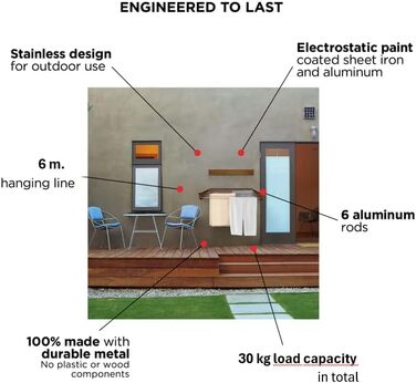 Настінна сушарка для білизни - розкладна, компактна, чорна/сіра (100 см)