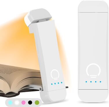 LED-лампа для читання HIONXMGA з кріпленням на книгу, 3 кольори, регулювання яскравості, перезаряджувана, для книголюбів та дітей